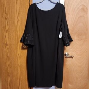 Catherines Black Dress with Embellished Sleeves
